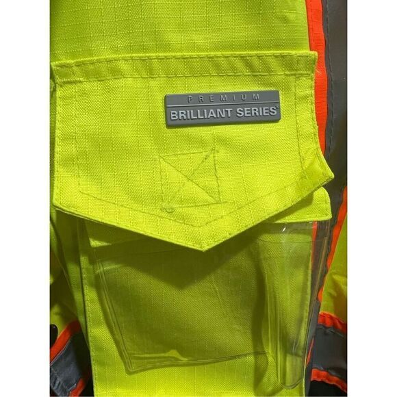 ML Kishigo Mens Jacket 2X Yellow Brilliant Series Reflective Double Zip - Picture 8 of 12